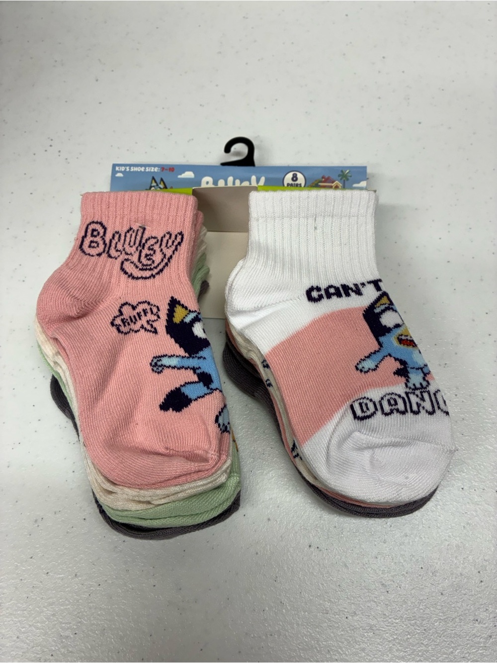 Bluey girls socks shoe size 7-10 pink 8 pairs crew new with tags